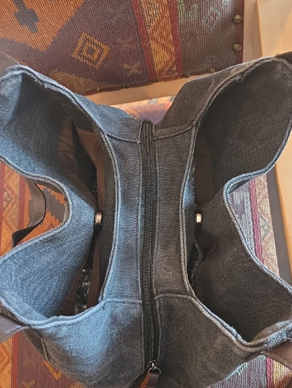 K2 Classic Gray Washed Distressed Canvas Hobo Bag  EUC